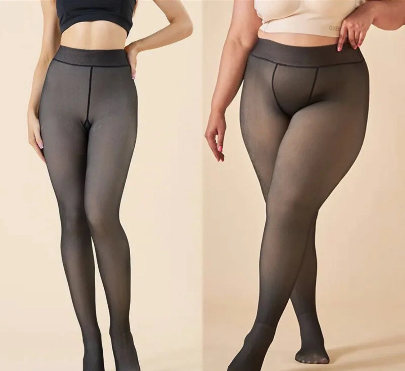 Transparenta fleecestrumpbyxor